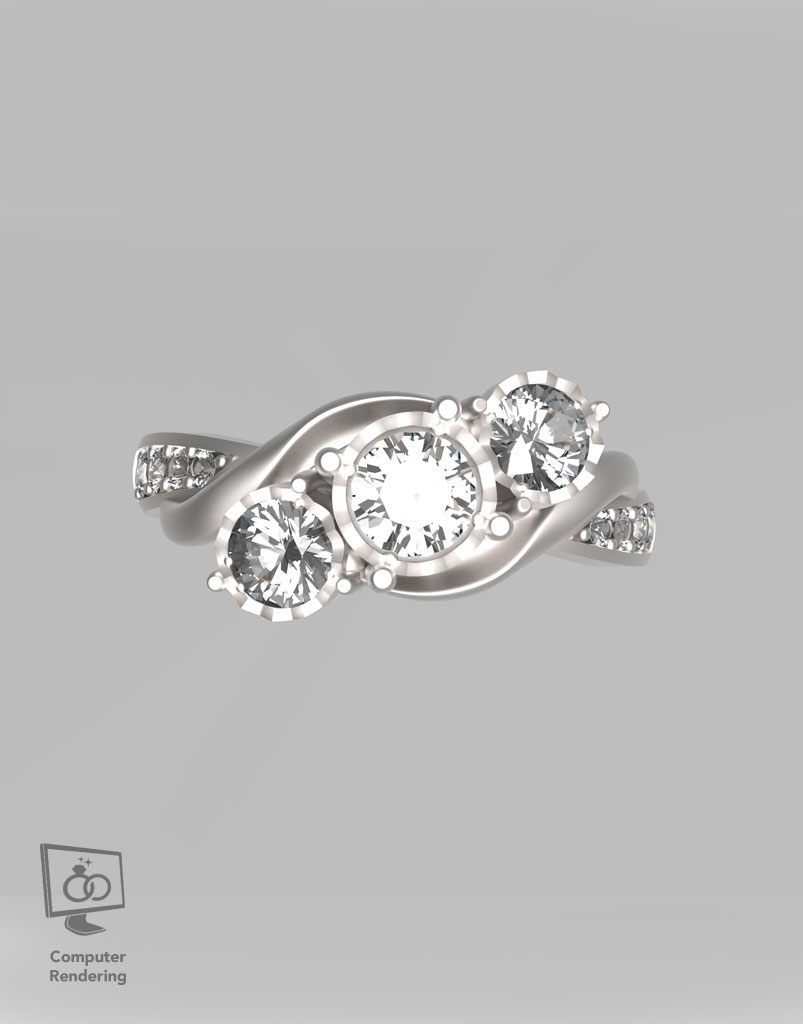 3 Stone Miracle Top Diamond Ring – 1 tcw - Image 6