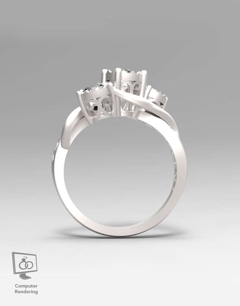 3 Stone Miracle Top Diamond Ring – 1 tcw - Image 5