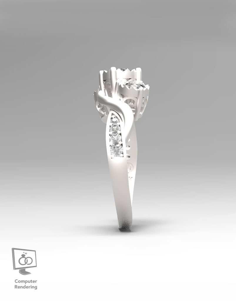 3 Stone Miracle Top Diamond Ring – 1 tcw - Image 3