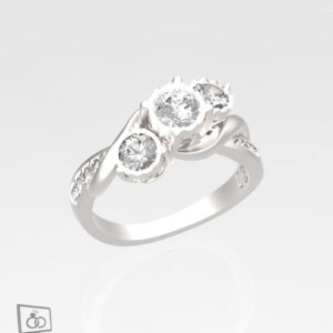 3 Stone Miracle Top Diamond Ring – 1 tcw