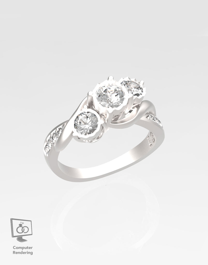 3 Stone Miracle Top Diamond Ring – 1 tcw