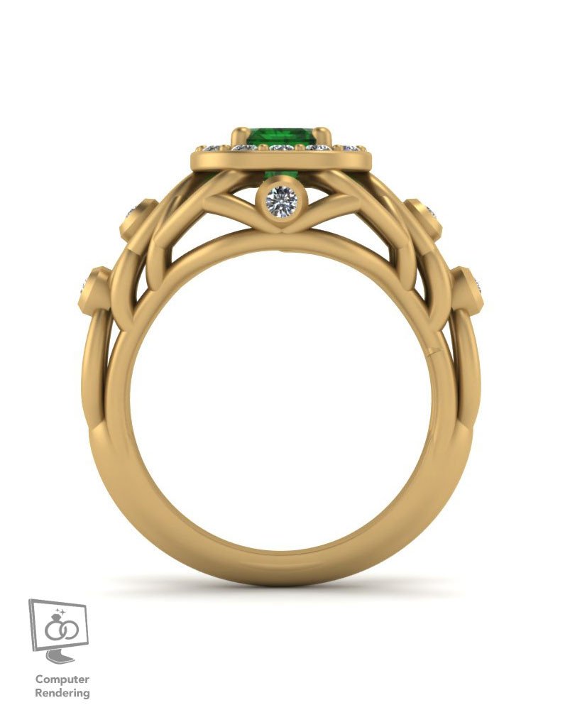Branch Ring w/ Emerald Center in 14k Yellow - Image 5