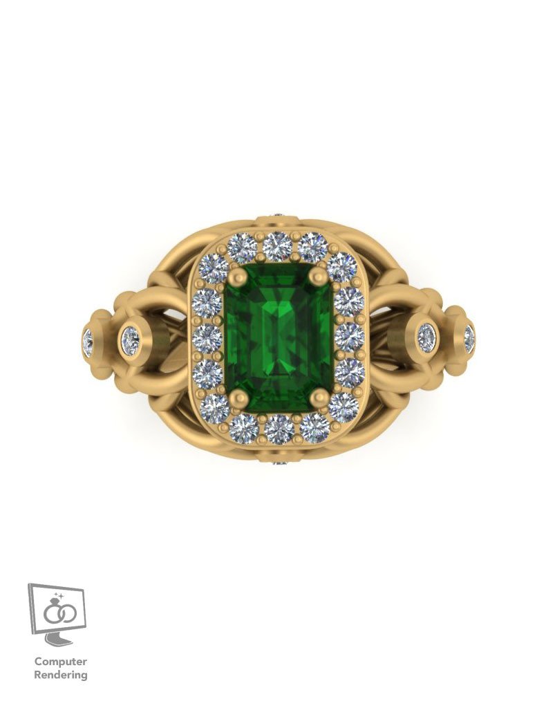Branch Ring w/ Emerald Center in 14k Yellow - Image 4