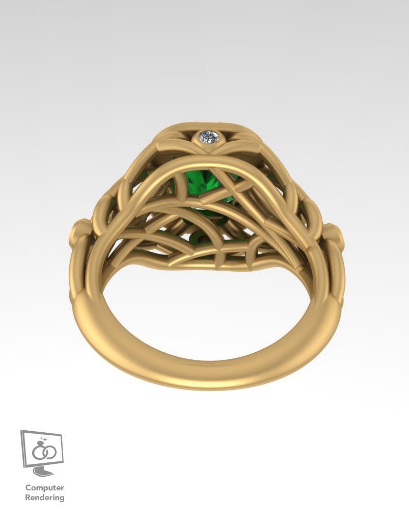 Branch Ring w/ Emerald Center in 14k Yellow - Image 3