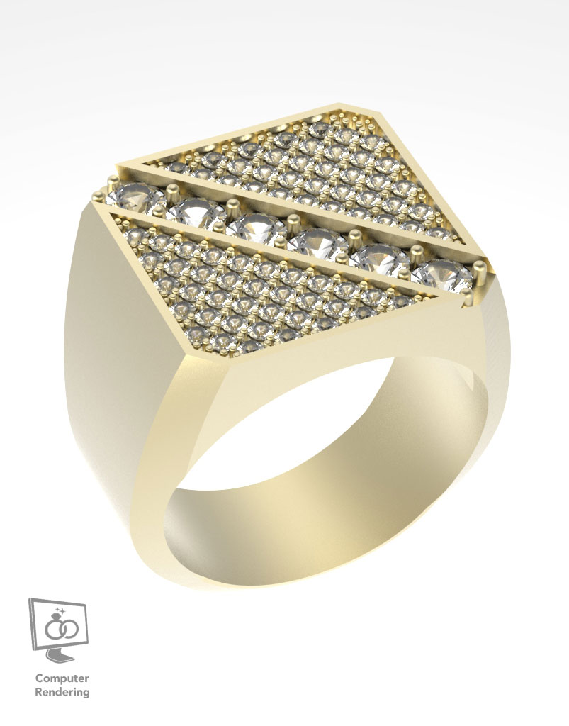Square Top Angled Diamond Row - 14K Yellow Gold - Image 7