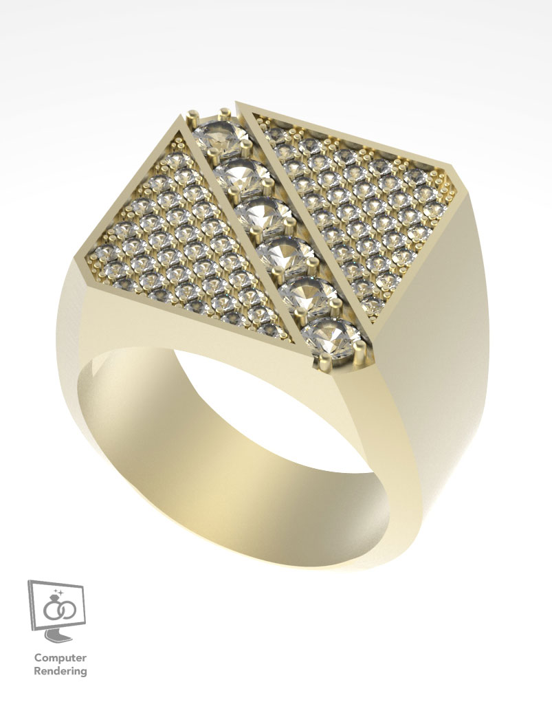 Square Top Angled Diamond Row - 14K Yellow Gold - Image 6