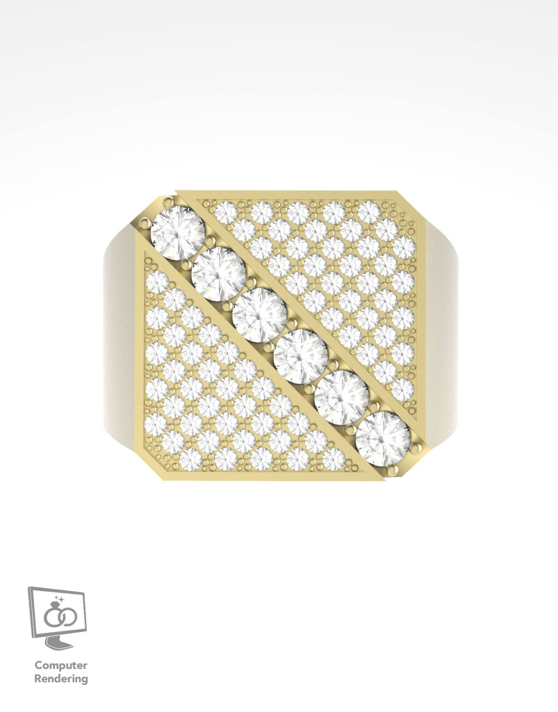 Square Top Angled Diamond Row - 14K Yellow Gold - Image 5