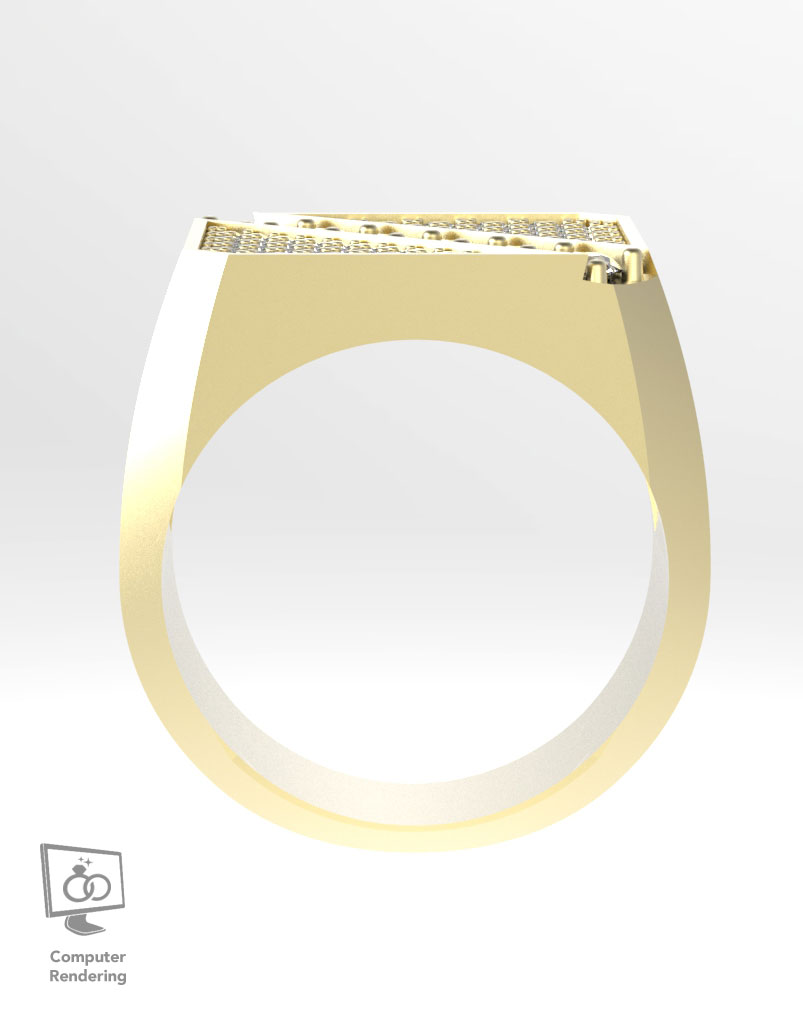 Square Top Angled Diamond Row - 14K Yellow Gold - Image 4