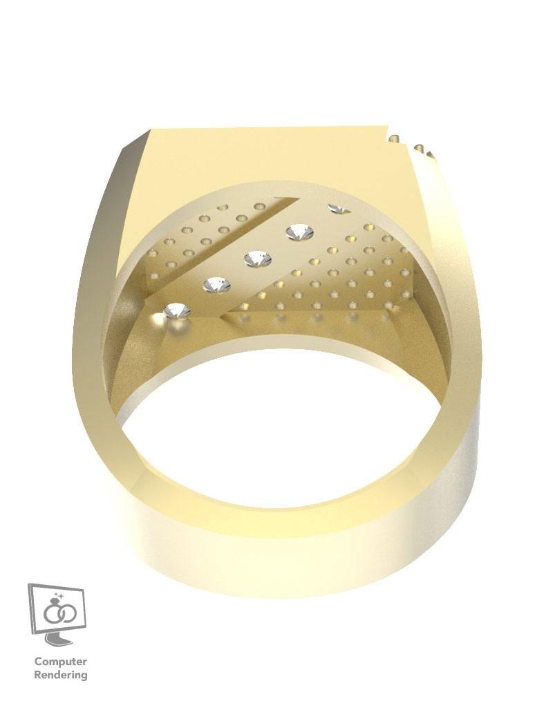 Square Top Angled Diamond Row - 14K Yellow Gold - Image 2