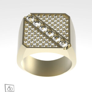 Square Top Angled Diamond Row - 14K Yellow Gold