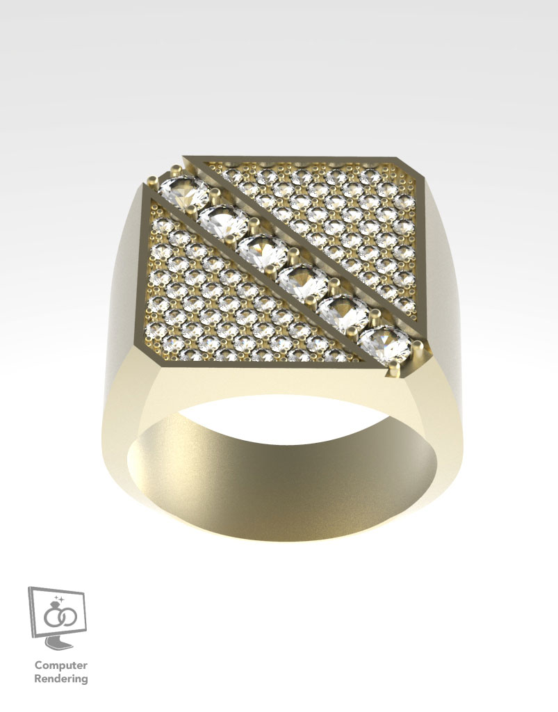 Square Top Angled Diamond Row - 14K Yellow Gold