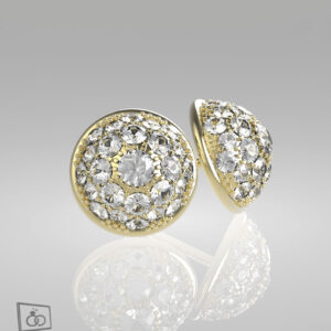 Domed Earrings 1 tcw of Diamonds in 14k