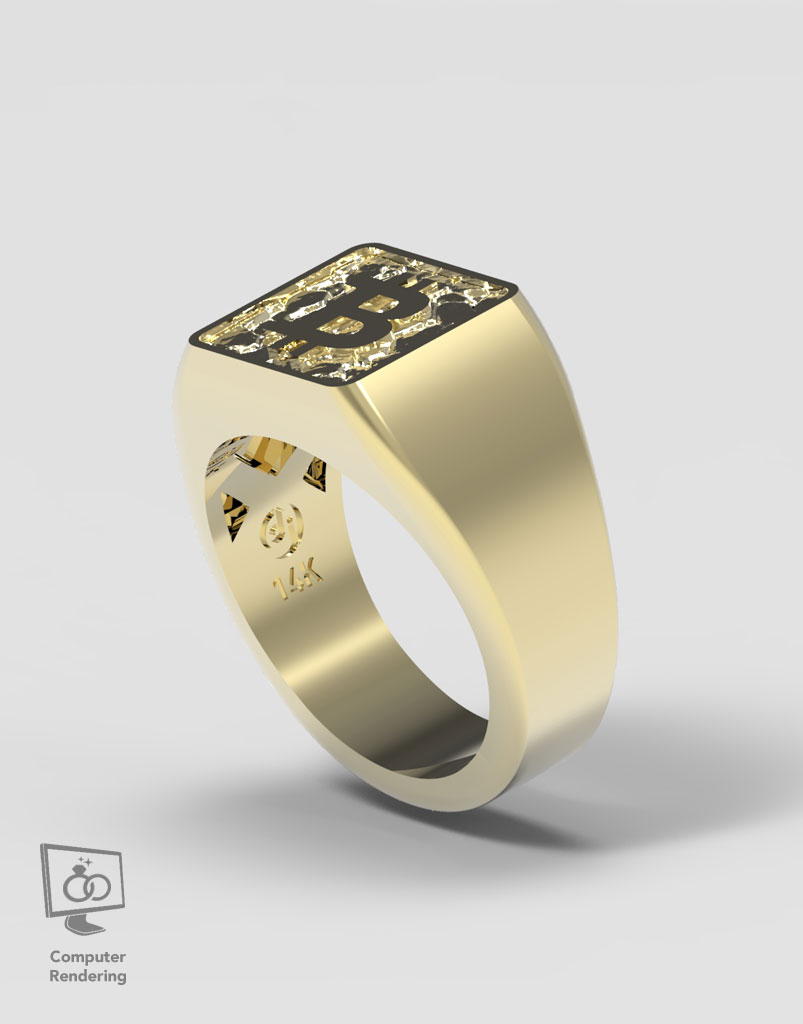 Bitcoin Ring in 14k Gold - Image 3