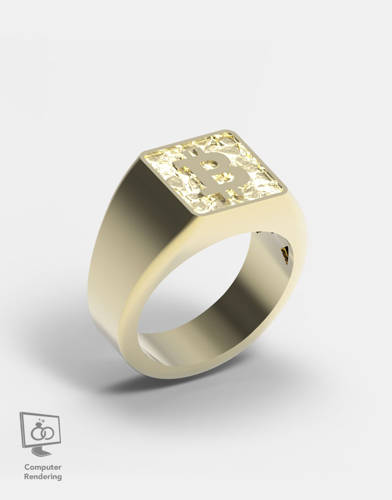 Bitcoin Ring in 14k Gold