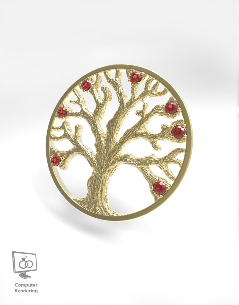 Family Tree Pendant w/ Ruby Stones - Image 2