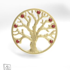 Family Tree Pendant w/ Ruby Stones
